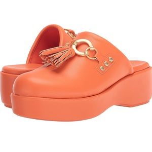 Jinger Orange Block clog Circus NY by Sam Edelman